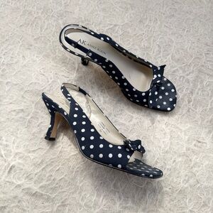 Anne Klein Polka Dot Slingback Heels – Size 7